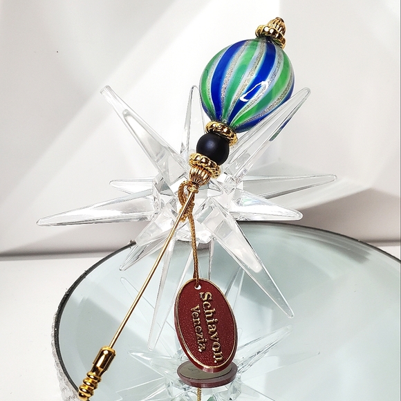 Vintage SCHIAVON Italy Venetian Art Glass Stick Pin - Picture 2 of 5